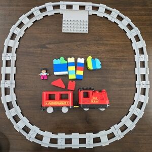 Lego Duplo Motorized Train Car, Tracks & Assorted Blocks